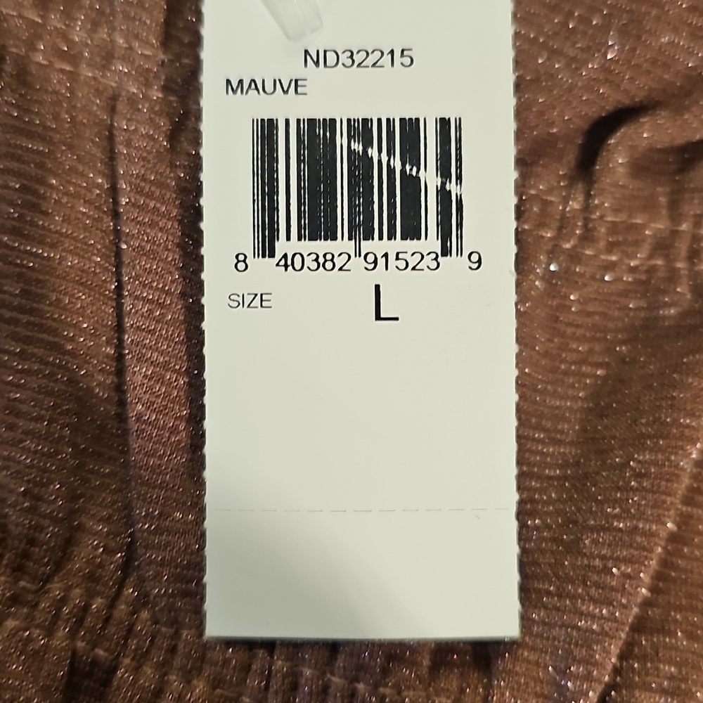 NWT Lumiere Metallic Long Sleeved Shirred Minidress Shimmery Sparkly Mauve Large - Picture 13 of 13